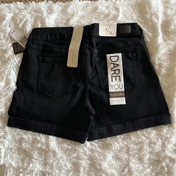 NWT Celebrity Pink Black Denim Shorts Size 3. - Picture 2 of 4